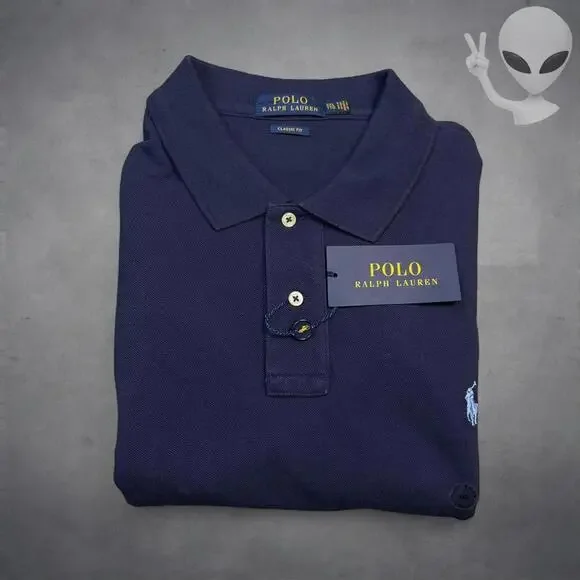 NWT Polo Ralph Lauren Long Sleeve Knit Polo Shirt 2XL Navy Classic Fit - Picture 6 of 6